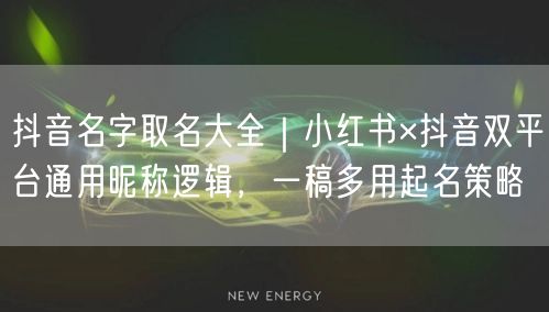 抖音名字取名大全｜小红书×抖音双平台通用昵称逻辑，一稿多用起名策略