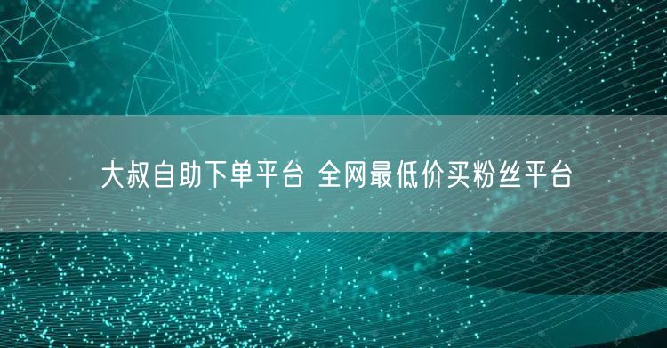 大叔自助下单平台 全网最低价买粉丝平台