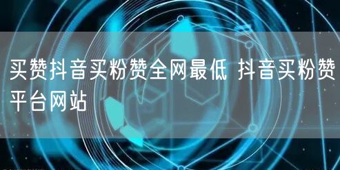 买赞抖音买粉赞全网最低 抖音买粉赞平台网站