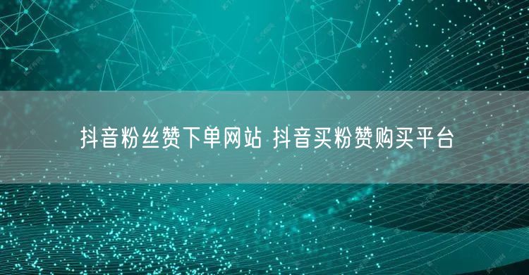 抖音粉丝赞下单网站 抖音买粉赞购买平台