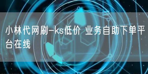 小林代网刷-ks低价 业务自助下单平台在线