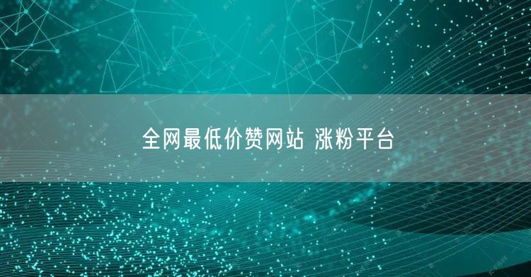 全网最低价赞网站 涨粉平台