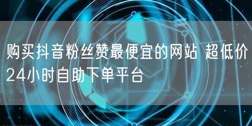 购买抖音粉丝赞最便宜的网站 超低价24小时自助下单平台