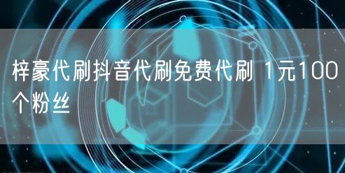 梓豪代刷抖音代刷免费代刷 1元100个粉丝
