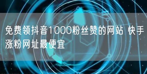 免费领抖音1000粉丝赞的网站 快手涨粉网址最便宜