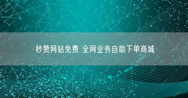 秒赞网站免费 全网业务自助下单商城