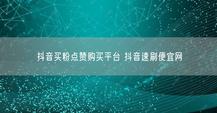 抖音买粉点赞购买平台 抖音速刷便宜网