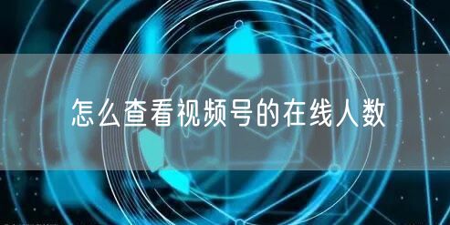 怎么查看视频号的在线人数