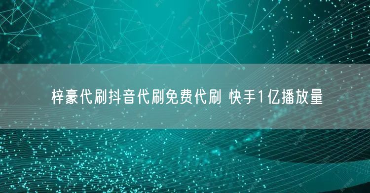 梓豪代刷抖音代刷免费代刷 快手1亿播放量