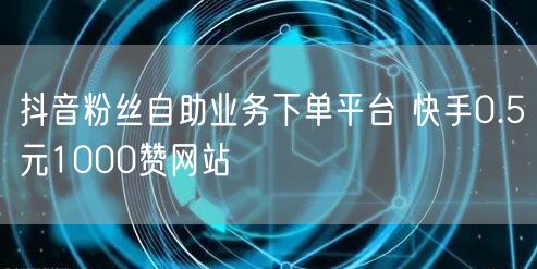 抖音粉丝自助业务下单平台 快手0.5元1000赞网站