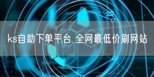 ks自助下单平台 全网最低价刷网站