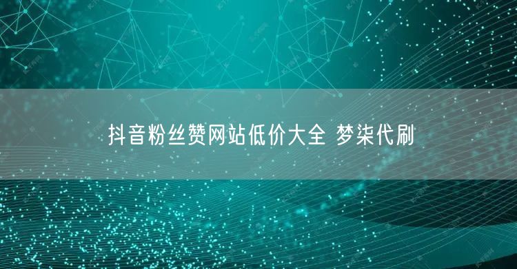 抖音粉丝赞网站低价大全 梦柒代刷
